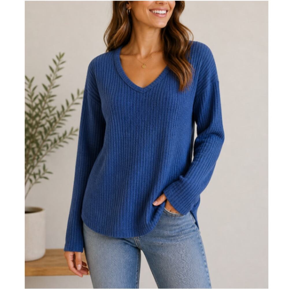 New ABOUND Nordstrom Women’s V-neck Long Sleeve Ribbed Thermal Top Size S